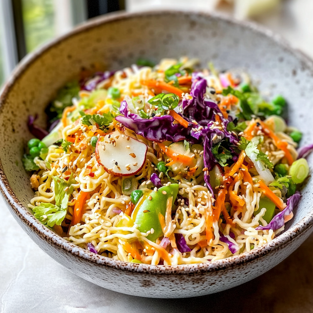 Ramen Noodle Salad on a Plate