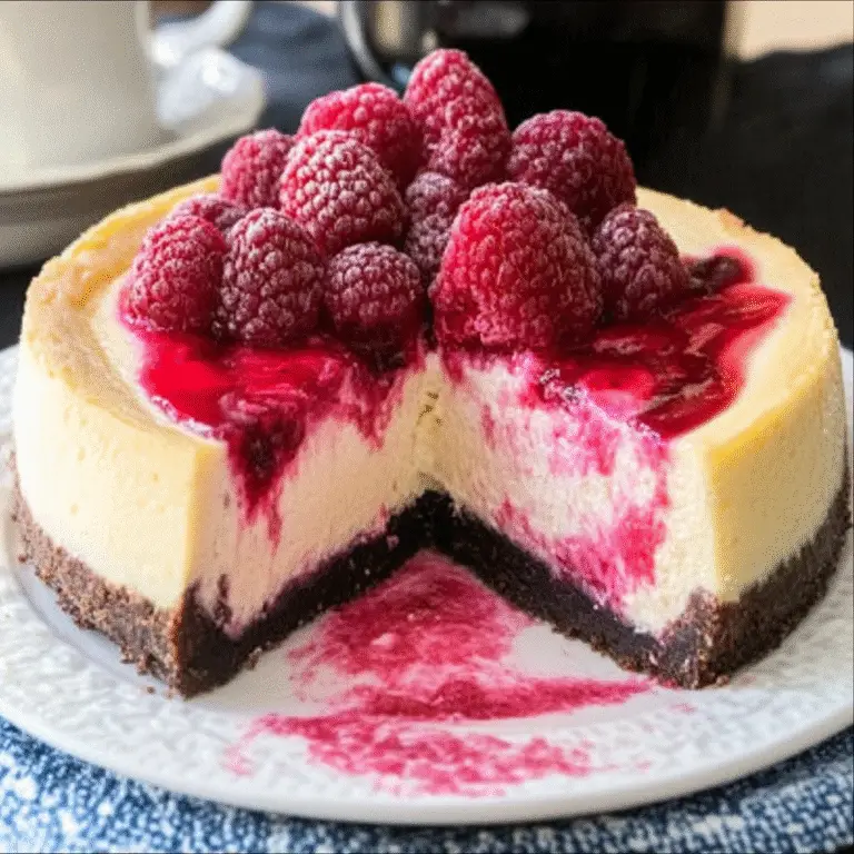 Rich & Creamy White Chocolate Raspberry Cheesecake