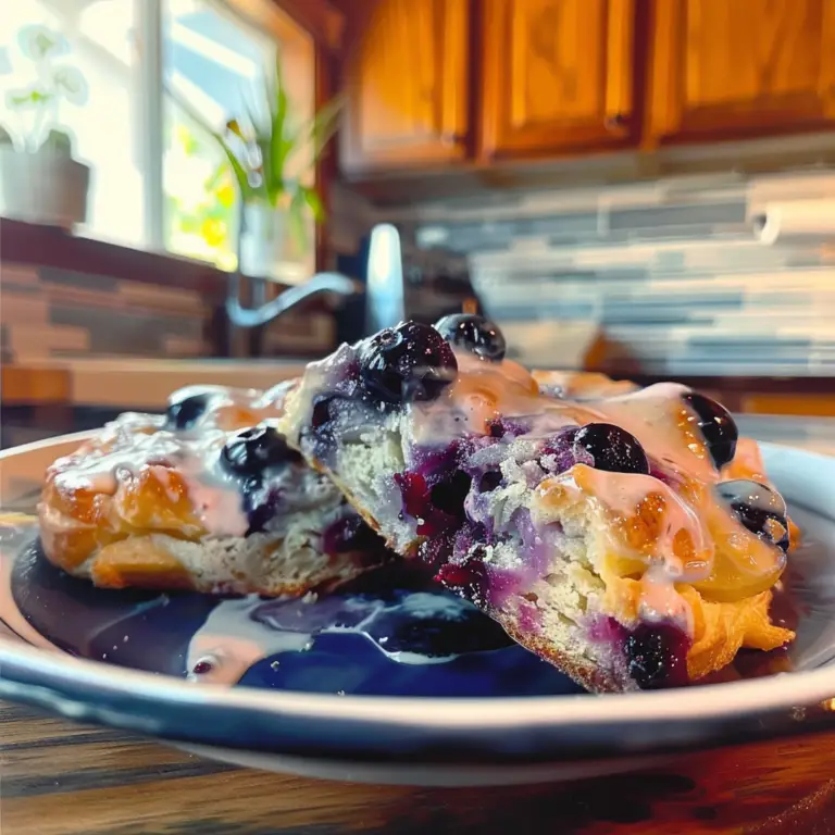 Glazed Blueberry Butter Swim Biscuits
