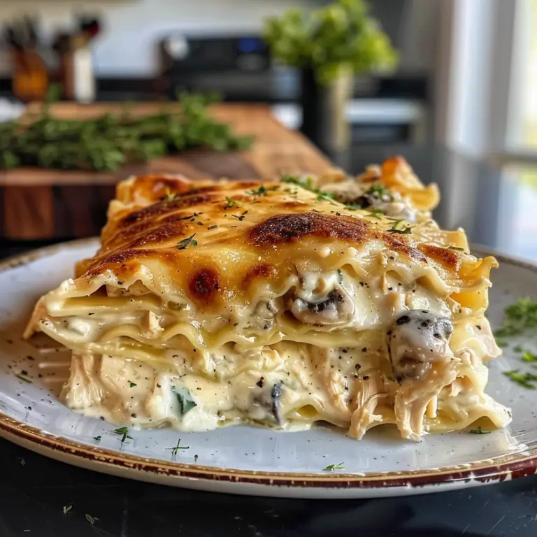Cheesy Mushroom Chicken Alfredo Lasagna