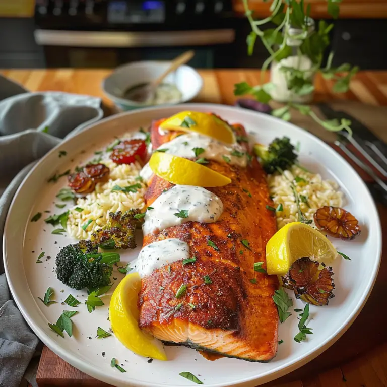 Moroccan Spiced Salmon with Lemon Yogurt Sauce