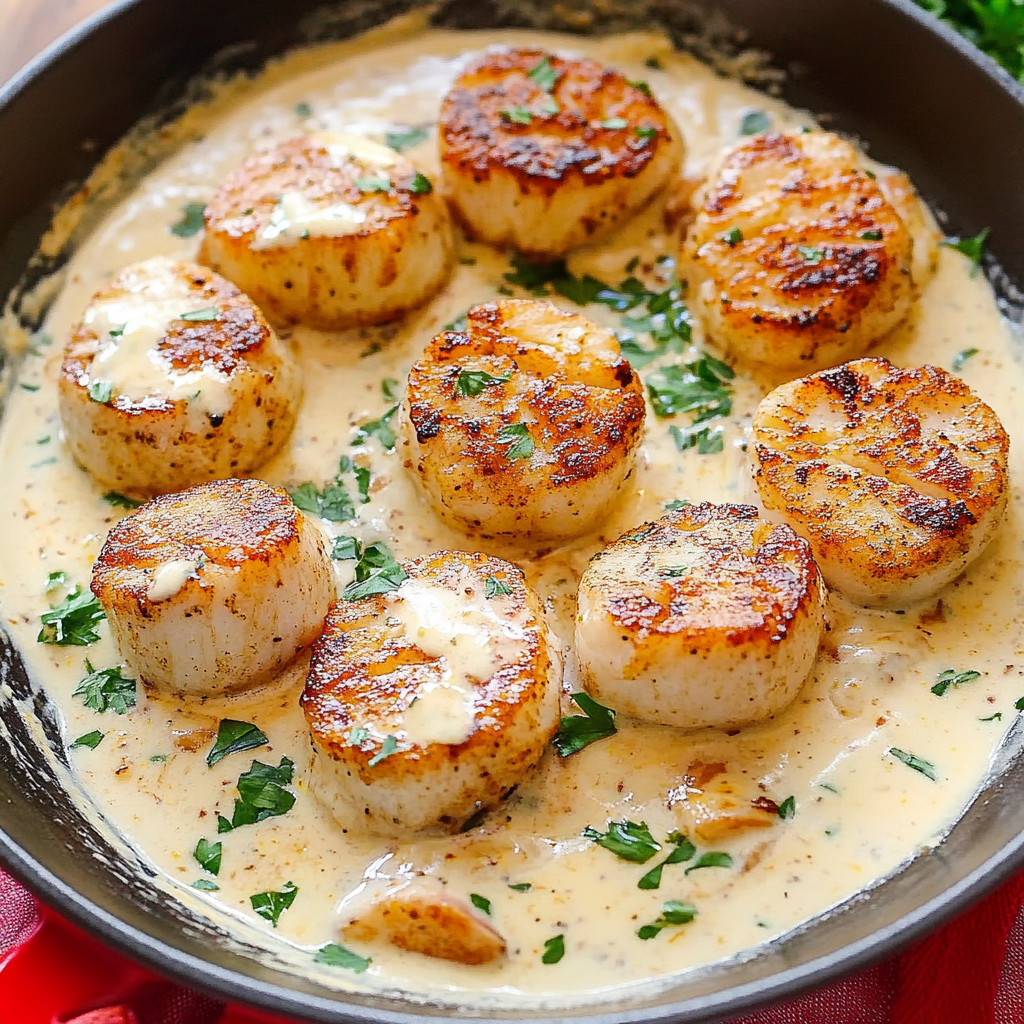 Seared Scallops with Spicy Cajun Cream Sauce