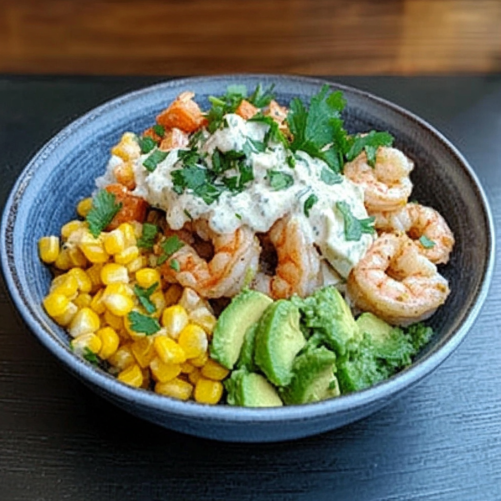 Grilled Shrimp Bowl with Avocado & Corn Salsa