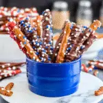 Festive 4th of July Chocolate Covered Pretzel Rods