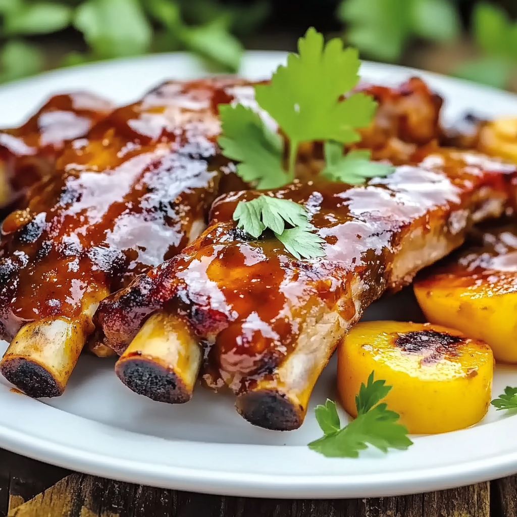 Baby Back Ribs with Balsamic-Peach BBQ Sauce