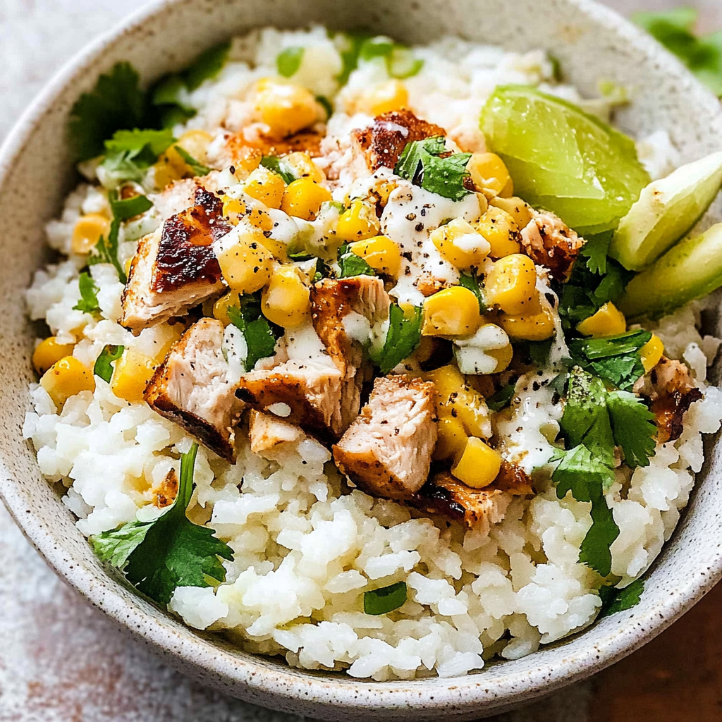 Street Corn Chicken Rice Bowl