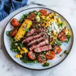 Balsamic Steak Gorgonzola Salad with Grilled Corn