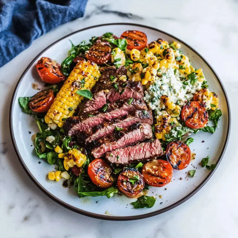 Balsamic Steak Gorgonzola Salad with Grilled Corn