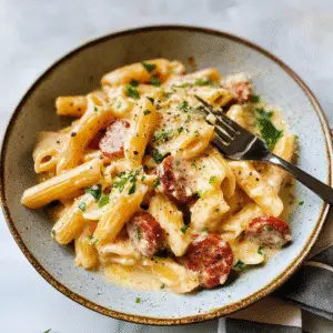 One-Pan White Cheddar Ranch Sausage Magic Pasta Recipe