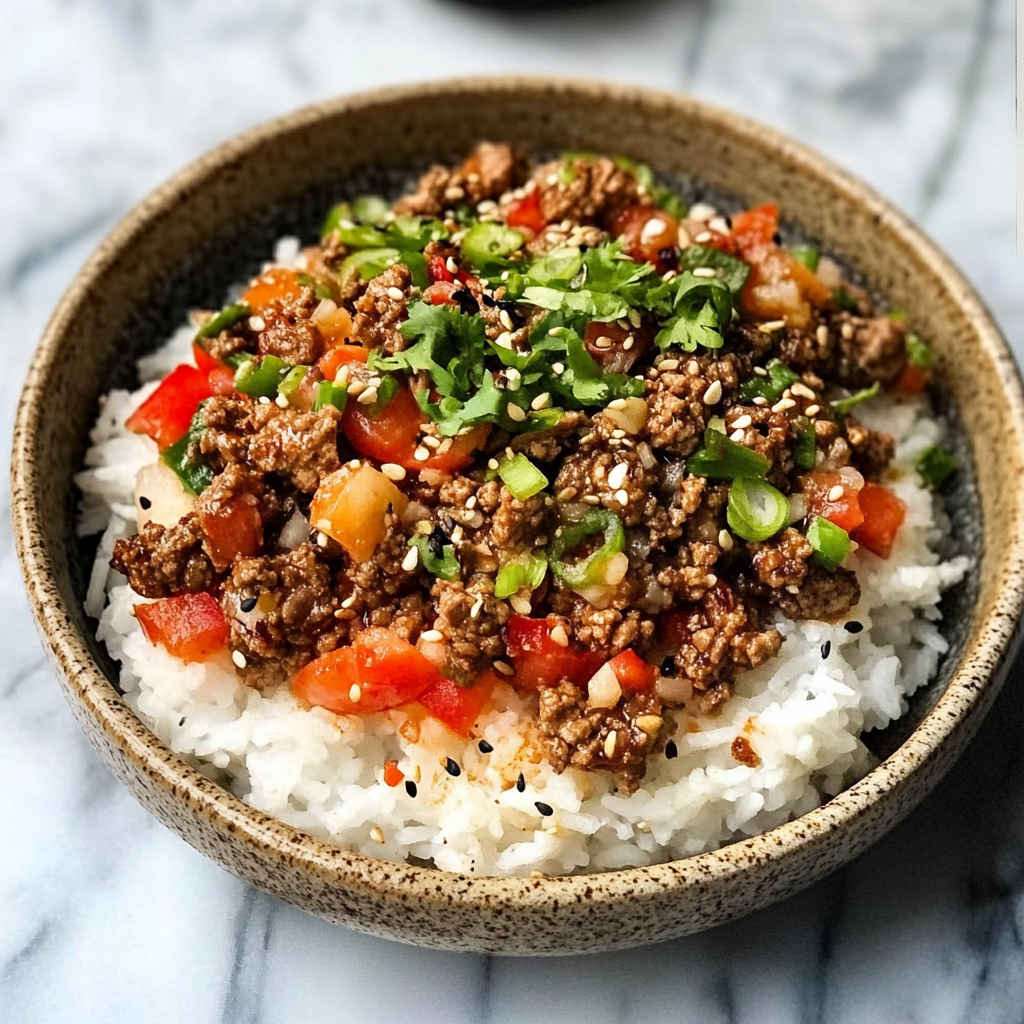 Beef and Pepper Rice Bowl Recipe