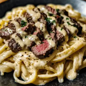 Cajun Steak & Mozzarella Alfredo Pasta