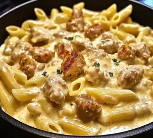 One-Pan Creamy Cheddar Sausage Chicken Pasta