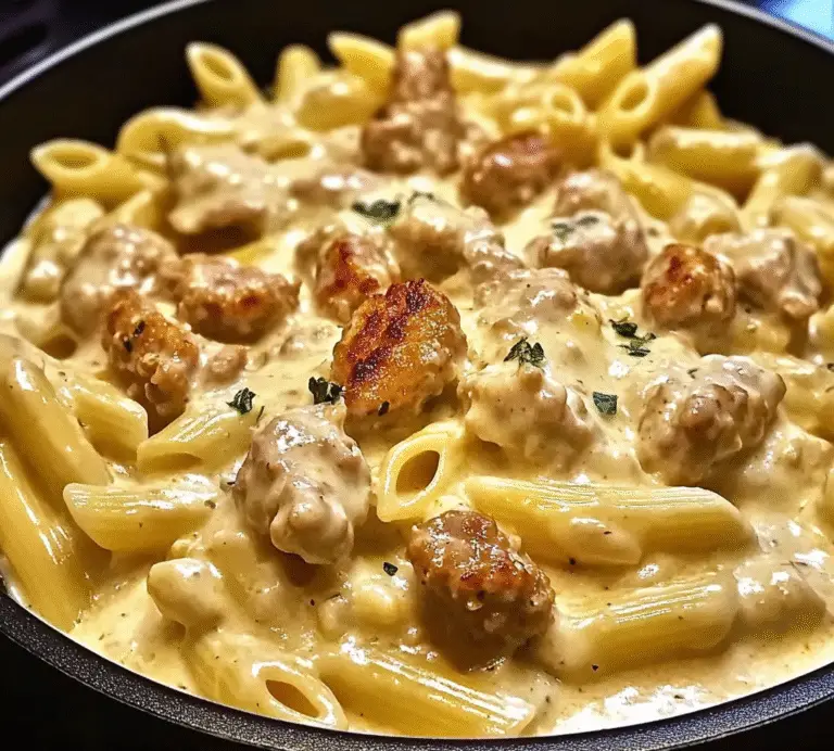 One-Pan Creamy Cheddar Sausage Chicken Pasta