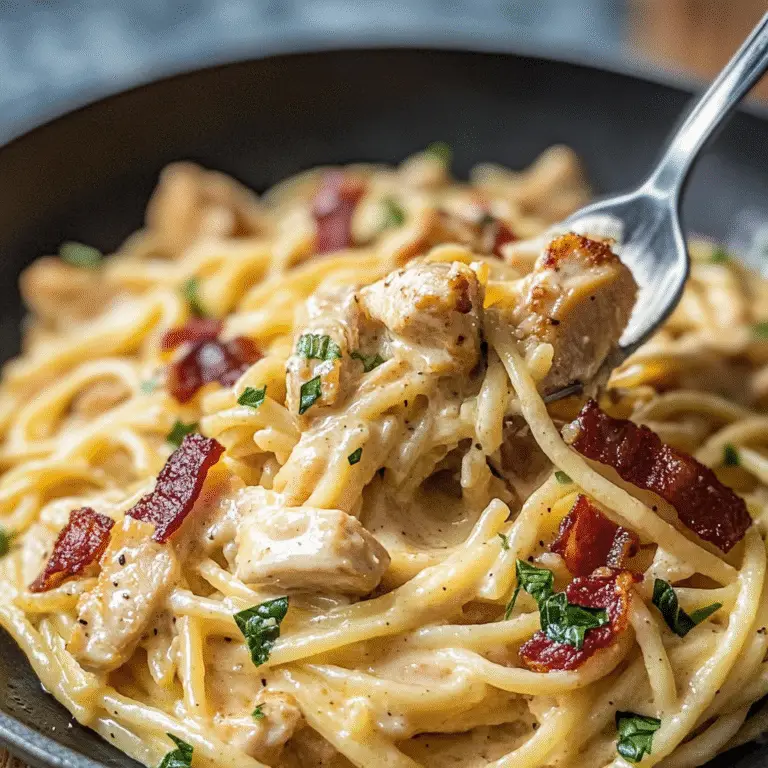 Creamy Carbonara with Crispy Chicken & Bacon