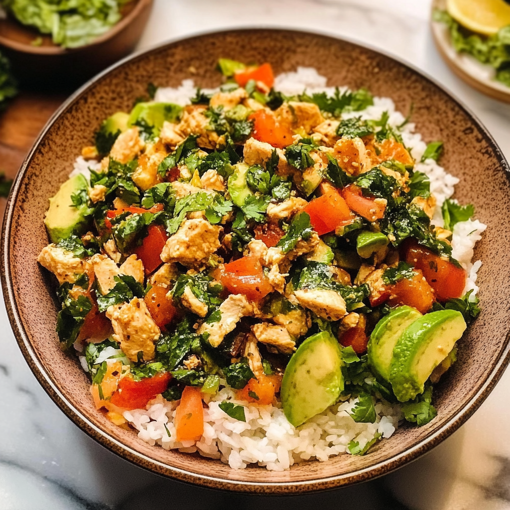 Chimichurri Grilled Chicken Bowl with Garlic Sauce