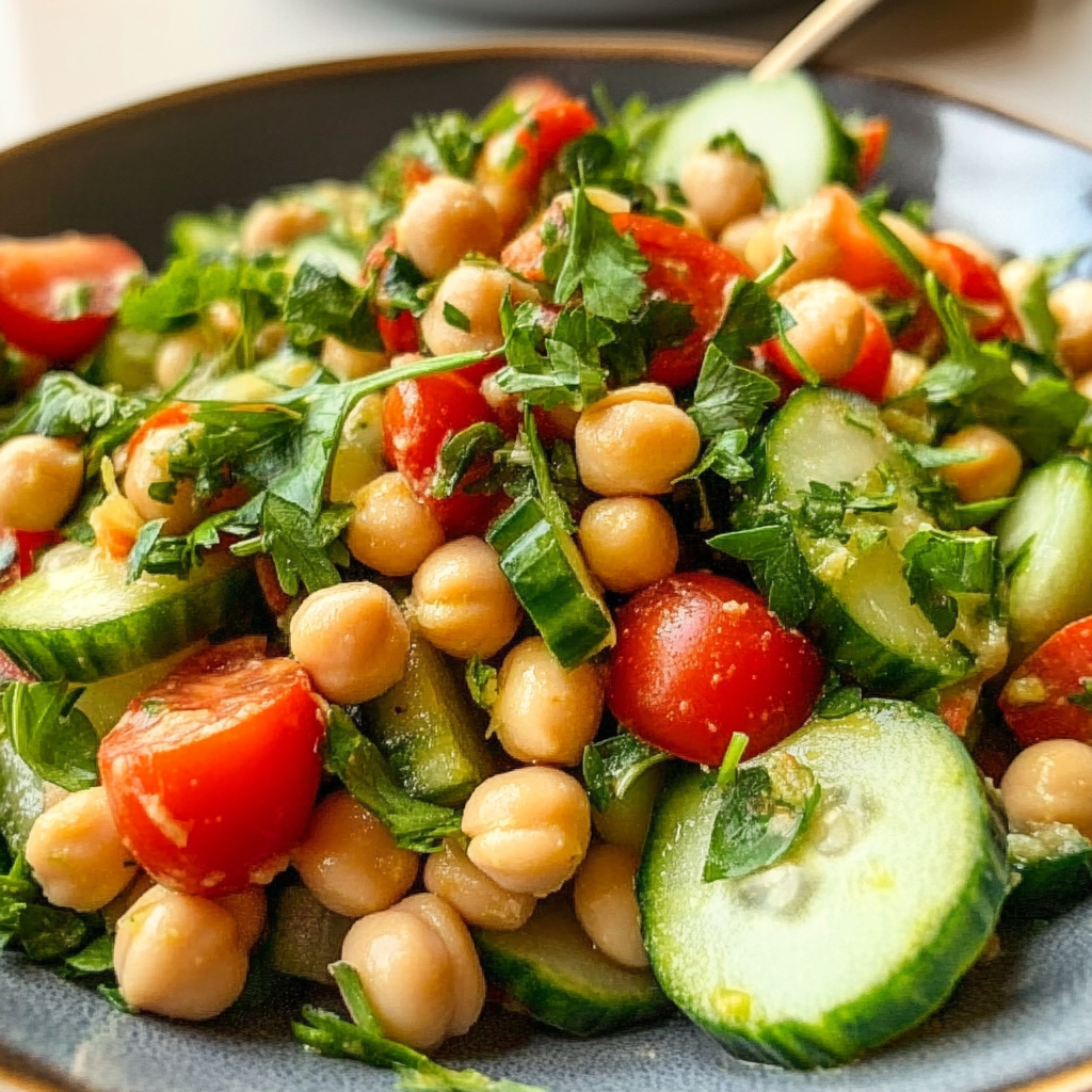 Cucumber Tomato Chickpea Salad Recipe
