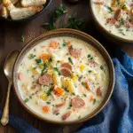 Potato Kielbasa and White Cheddar Soup