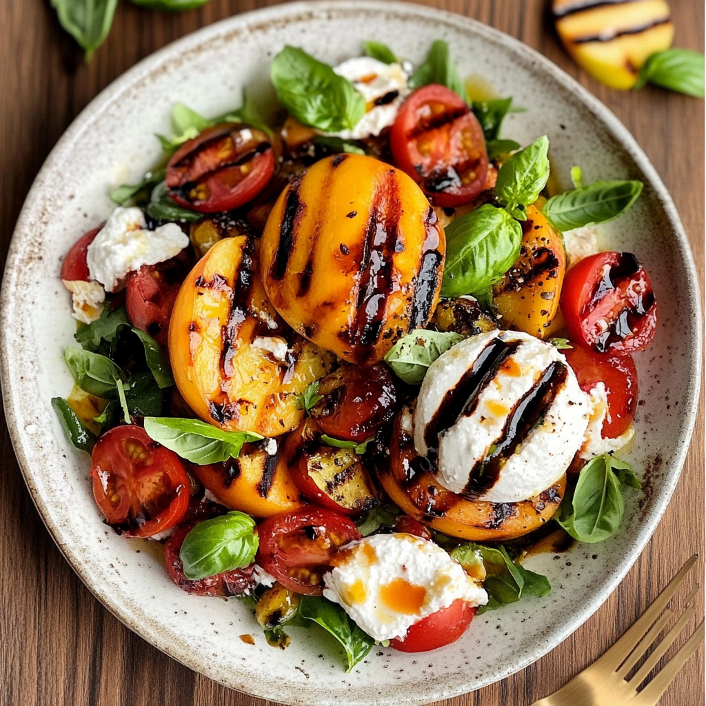 Grilled Peach & Burrata Salad Recipe