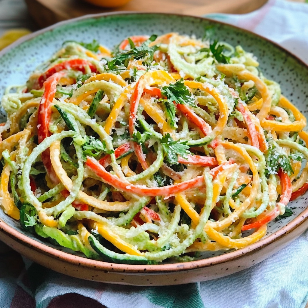 Zoodle Salad with Lemon-Tahini Dressing Recipe