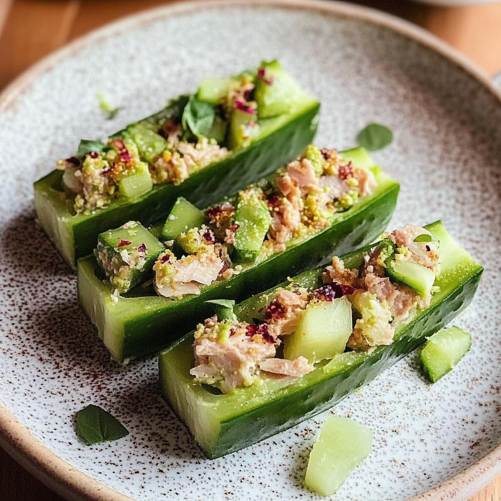 Fresh Avocado Tuna-Stuffed Cucumber Boats Recipe