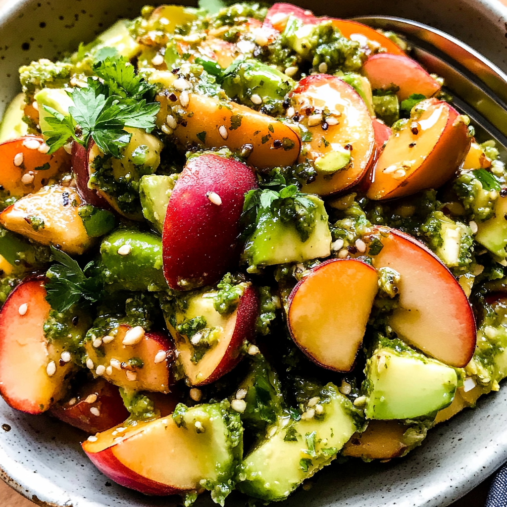 Peach Salad with Avocado & Toasted Almonds