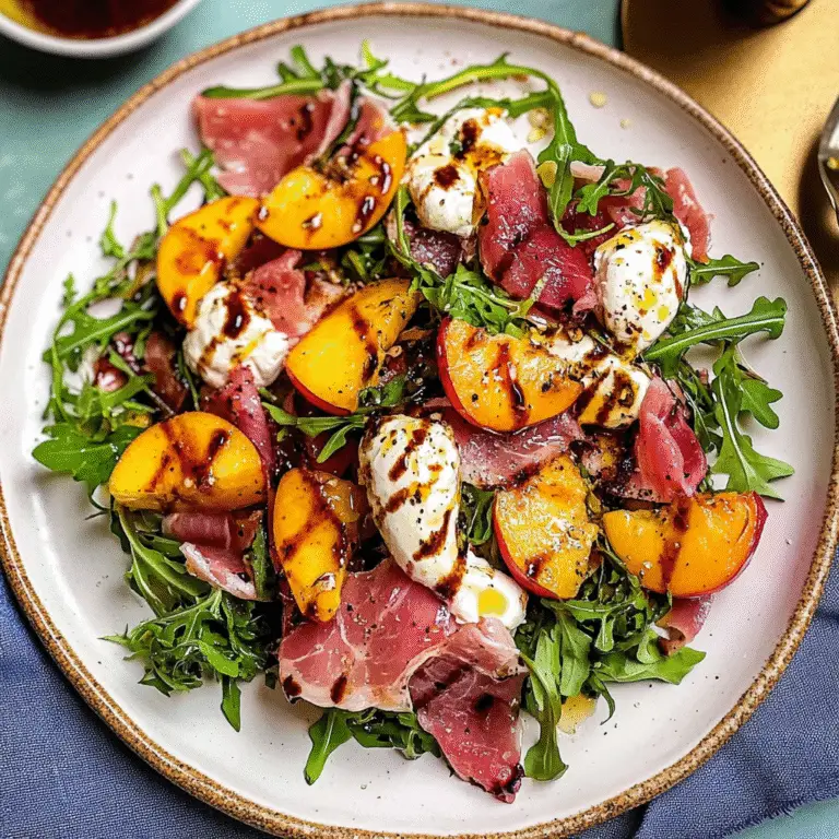 Peach Salad with Balsamic Glaze & Prosciutto