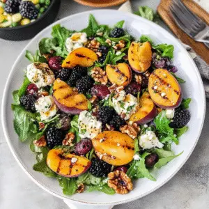 Grilled Peach Salad with Gorgonzola & Walnuts