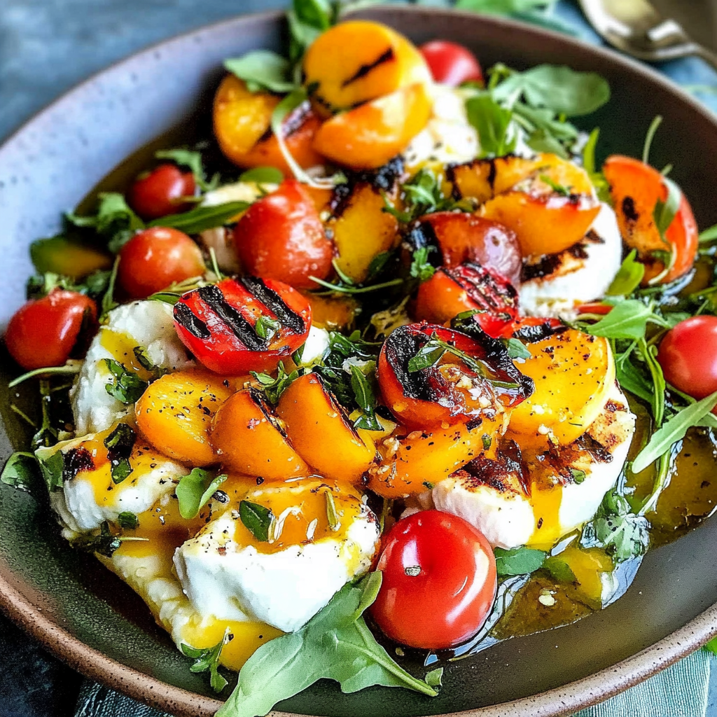 Grilled Peach and Burrata Salad Recipe