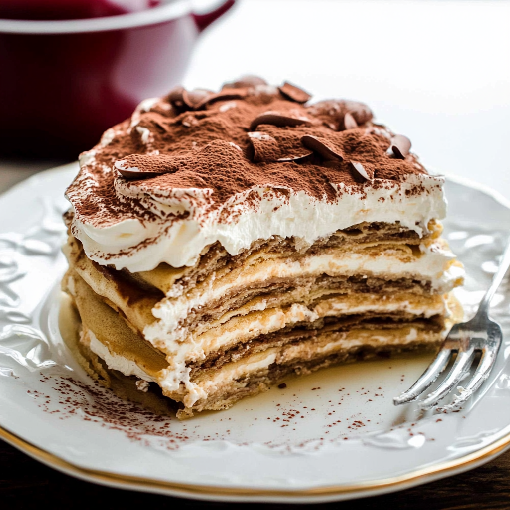 Delicious Tiramisu Crepe Cake Layers