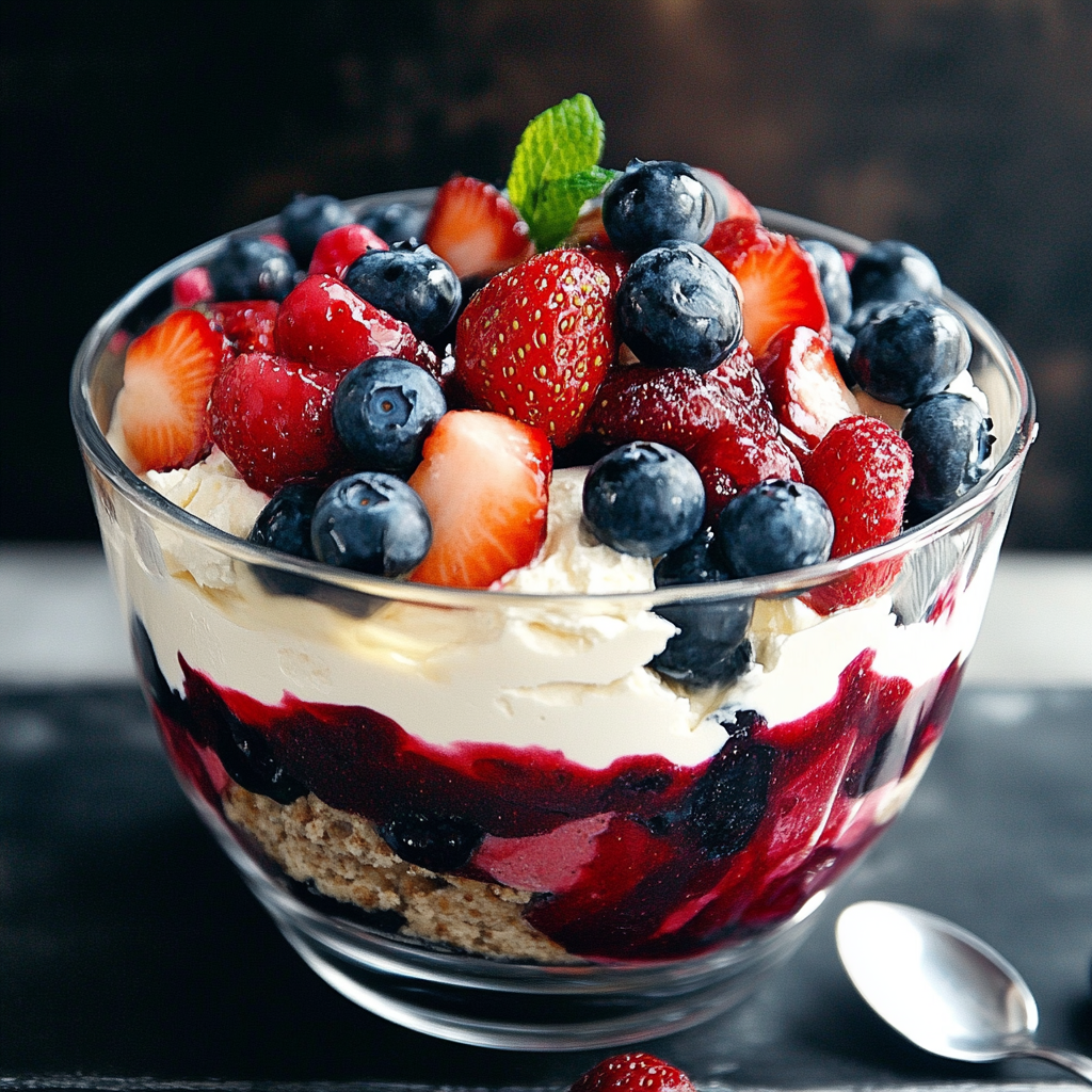 Oreo Trifle with Blueberries & Strawberries
