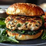 White Cheddar and Spinach Chicken Burgers