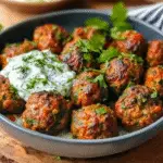 Baked Greek Lentil Meatballs with Tzatziki