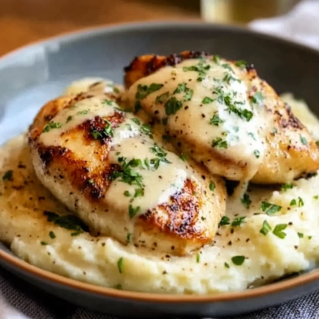 Chicken with Creamy Dijon Sauce & Mashed Potatoes
