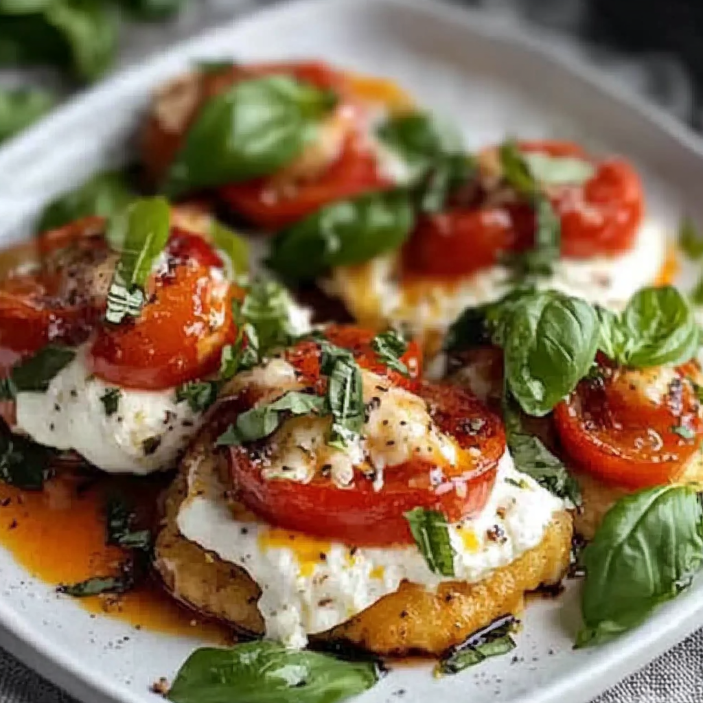 Italian Basil Chicken Cutlets with Burrata