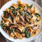Creamy Mushroom Spinach Pasta with Onions