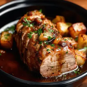 Slow Cooker Bacon Garlic Pork Loin Recipe