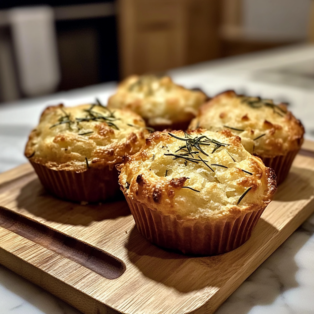 Golden Crust Garlic Rosemary Focaccia Muffins