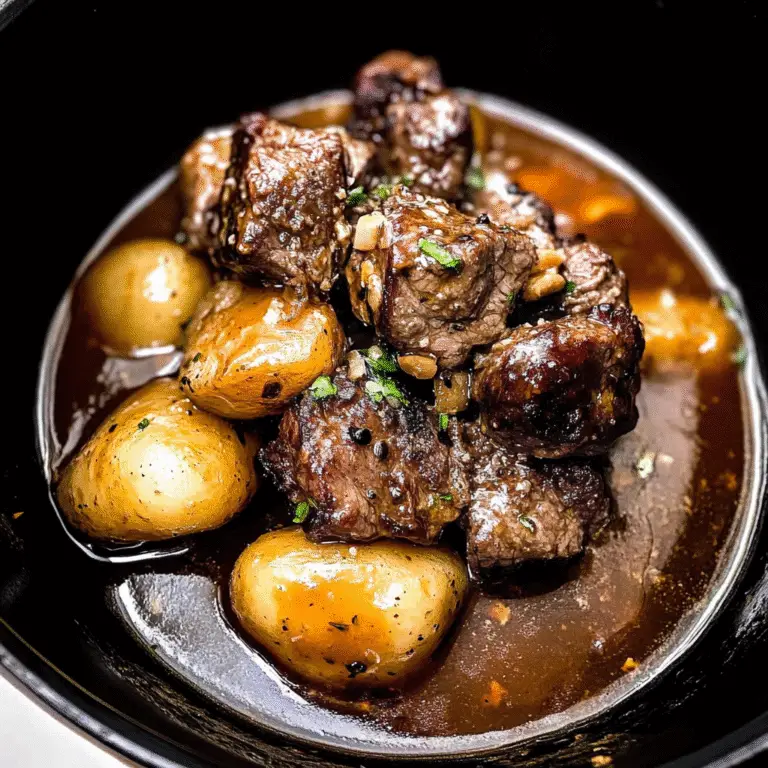 Crockpot Garlic Butter Beef Bites with Potatoes