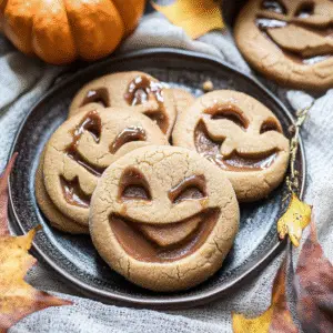 Milk Chocolate Stuffed Jack-O'-Lantern Cookies