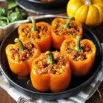 Jack-O’-Lantern Stuffed Peppers