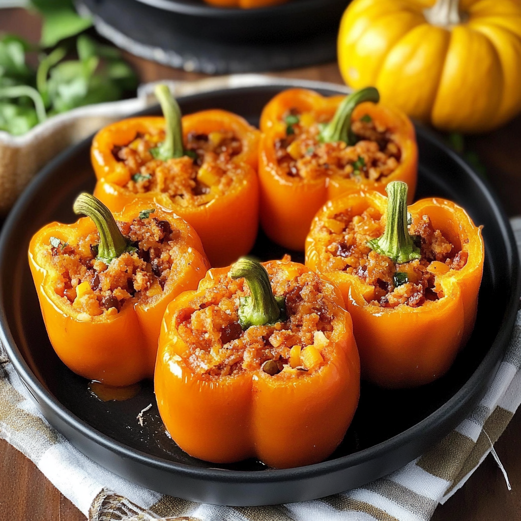 Jack-O’-Lantern Stuffed Peppers