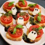 Spooky Caprese Crostini Ghosts