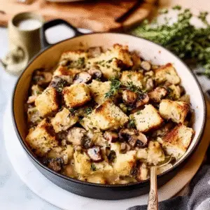 One Pot Sourdough Wild Mushroom Stuffing Recipe