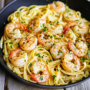 Lemon Fettuccine with Garlic Shrimp Recipe