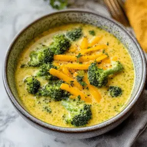 Creamy Broccoli Cheddar Soup | High Protein