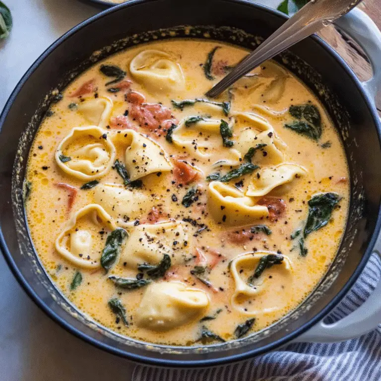 BEST Creamy Tuscan Garlic Tortellini Soup
