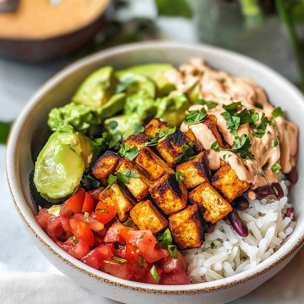 Baked Tofu Burrito Bowl Recipe